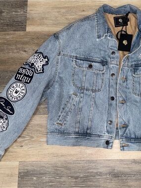 Darc Sport Light Blue Denim Jacket with Patch Sleeve
